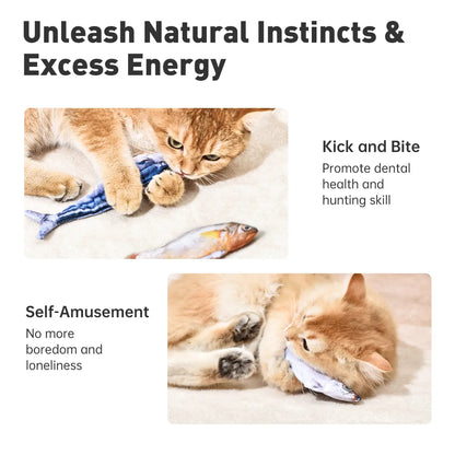 Petgravity Realistic Flopping Fish Cat Toy 3-Pack – Interactive, Rechargeable, Catnip