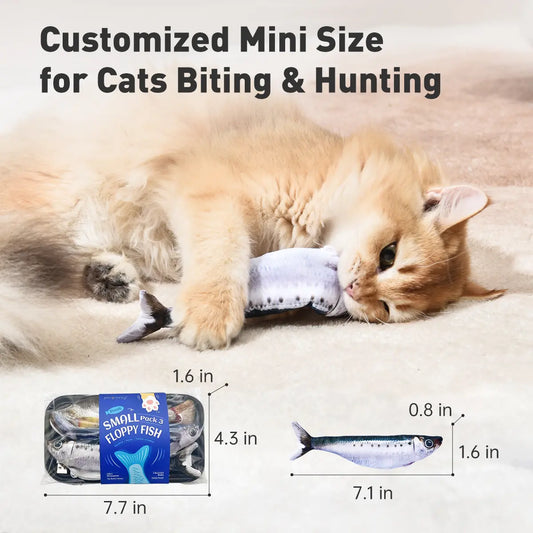 Petgravity Realistic Flopping Fish Cat Toy 3-Pack – Interactive, Rechargeable, Catnip