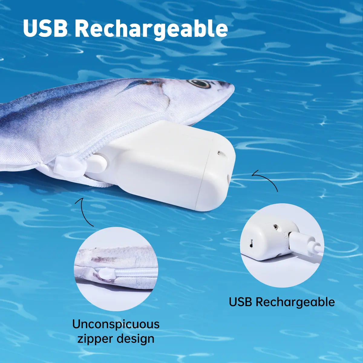Petgravity Realistic Flopping Fish Cat Toy 3-Pack – Interactive, Rechargeable, Catnip